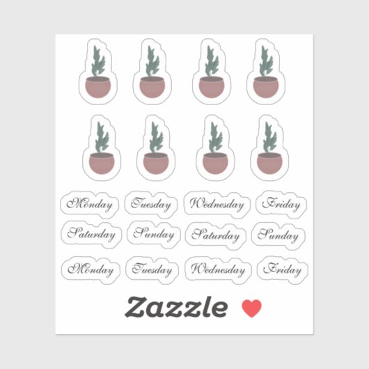 Huisplant Dagen van de Week Planner Sticker (Vel)