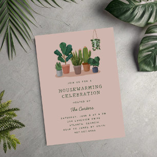 Huisplant Illustraties Housewarming Feest Kaart