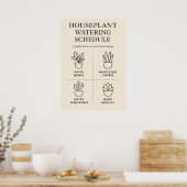 Huisplant Watergift Schema — Minimaal Binnenplan Poster (Keuken)