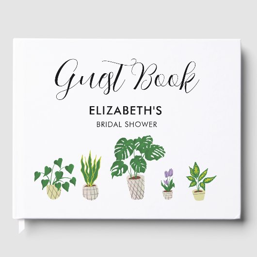 Huisplanten Bruidsfeest Groene Aangepaste Gastenboek (Voorkant)