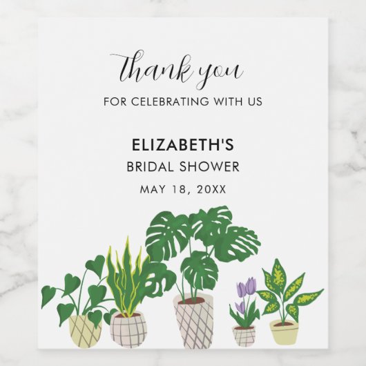 Huisplanten Bruidsfeest Groene Aangepaste Wijn Etiket (Enkel label)