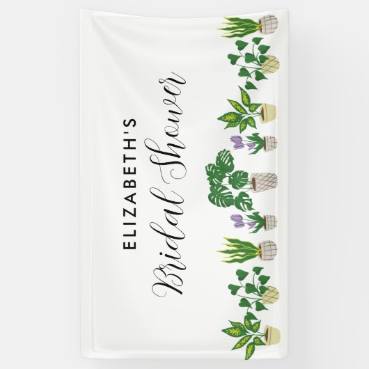 Huisplanten Bruidsfeest Groene Achtergrond Spandoek (Verticaal)