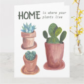 Huisplanten Cactus Happy New Home Waterverf Kaart (Gele Bloem)