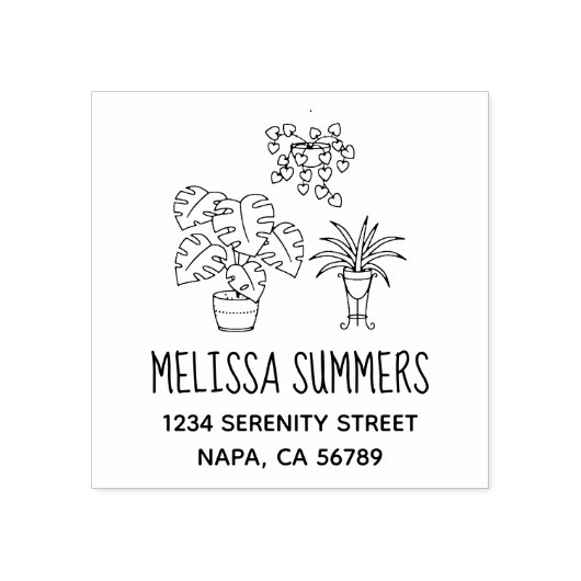 Huisplanten Hobby Adres Rubberstempel (Afrduk)