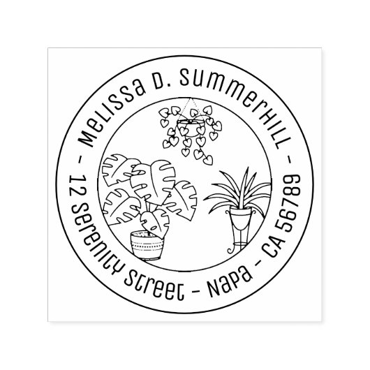 Huisplanten Hobby Ronde Adres Zelfinktende Stempel (Design)