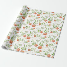 Huisplanten in keramische potten aquarelpatroon