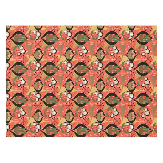 Huisplanten | Oranje, zwart, goud | Midden-eeuw Tafelkleed (Voorkant (Horizontaal))