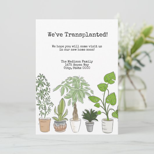 Huisplanten Wijziging adres uitnodiging (Staand voorkant)