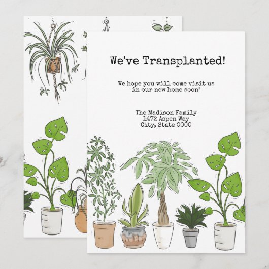 Huisplanten Wijziging adres uitnodiging (Voorkant / Achterkant)