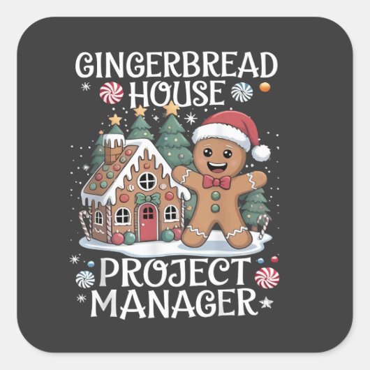 Huisprojectmanager peperkoek Fun Kerstmis Vierkante Sticker (Voorkant)