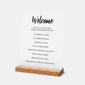 Huisregels vakantiewoning Zwart-wit sjabloon Acryl Bord (Hoek)