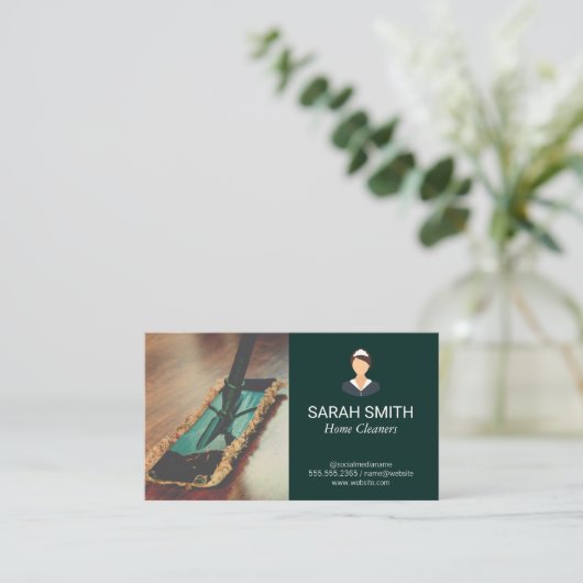 huisreiniger | dienstmeisje | vloerreiniging visitekaartje (Staand voorkant)