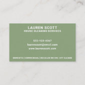Huisreiniger Eenvoudig Minimalistisch groen Visitekaartje (Achterkant)