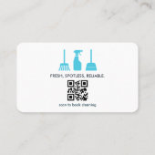 Huisreinigings Blauwe QR-code Visitekaartje (Achterkant)