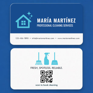 Huisreinigings Blauwe QR-code Visitekaartje