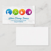 Huisreinigingsiconen en huishoudelijke diensten visitekaartje (Voorkant / Achterkant)