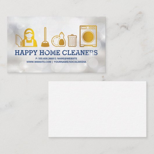 Huisreinigingsiconen | Glitters Visitekaartje (Voorkant / Achterkant)