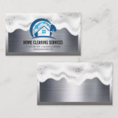 Huisreinigingslogo | Zeepbellen | Metaal Visitekaartje (Voorkant / Achterkant)