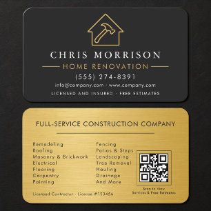 Huisrenovatie QR-code Metaalachtig Visitekaartje