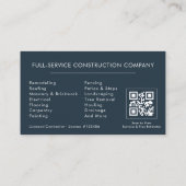 Huisreparatie Contractor Blue Silver QR Code Visitekaartje (Achterkant)