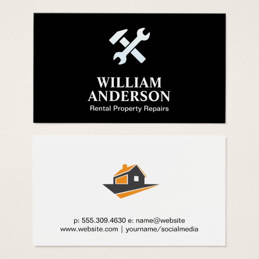 Huisreparatie | Klusjesman | Hamer Sleutel Visitekaartje (Voorkant /achterkant)