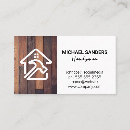 Huisreparatie Logo | Hout Visitekaartje (Voorkant)