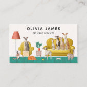 Huisscène hond lopen en dier hond zitten visitekaartje (Voorkant)