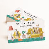 Huisscène hond lopen en dier hond zitten visitekaartje