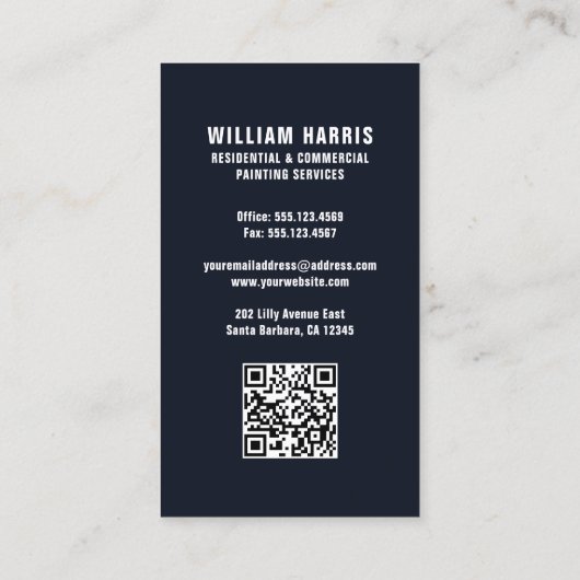 Huisschilder Marine & Blauw QR Code Visitekaartje (Achterkant)