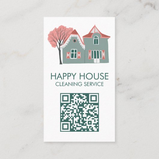 Huisschoonmaak Home Services Charmante QR-code Visitekaartje (Achterkant)