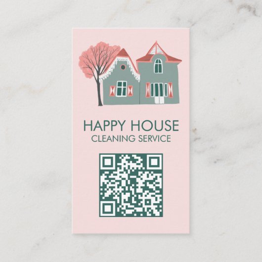 Huisschoonmaak Home Services Charmante QR-code Visitekaartje (Achterkant)