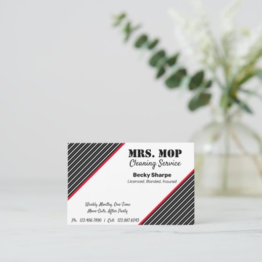 Huisschoonmaak, schoonmaakdienst, enz. visitekaartje (Staand voorkant)
