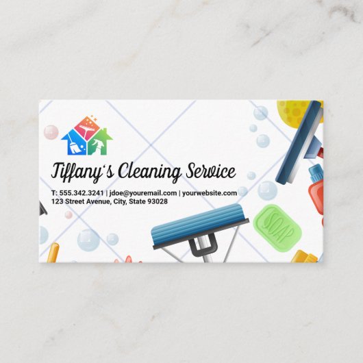 Huisschoonmaakdiensten | Gereedschapsapparatuur Visitekaartje (Voorkant)
