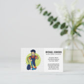 Huisschoonmaakdiensten | Man met vacuüm Visitekaartje (Staand voorkant)