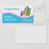 Huisschoonmaakservice Lichtblauw & Roze Wave Kaart Visitekaartje (Voorkant / Achterkant)