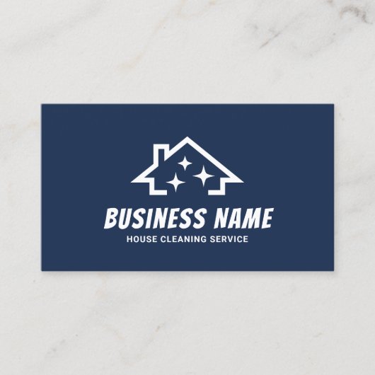 Huisschoonmaakservice Minimalistisch marineblauw Visitekaartje (Voorkant)
