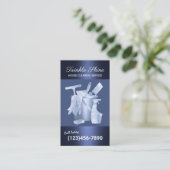 Huisschoonmaakservice Modern marineblauw Visitekaartje (Staand voorkant)