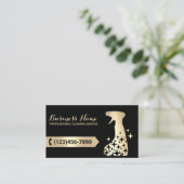 Huisschoonmaakservice Zwart & Gouden Spuitreiniger Visitekaartje (Staand voorkant)