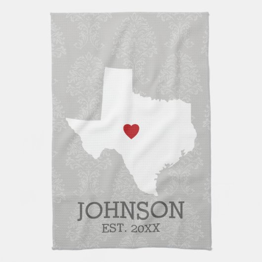 Huisstaat Kaart Kunst - Aangepaste naam Texas Theedoek (Verticaal)