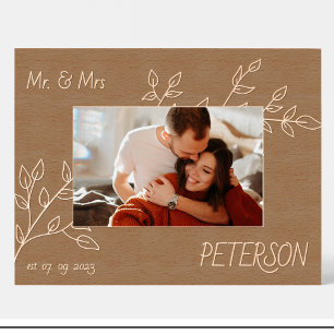 Huisverwarmingsbloemen op maat gemaakte houten fot gegraveerde lijstjes