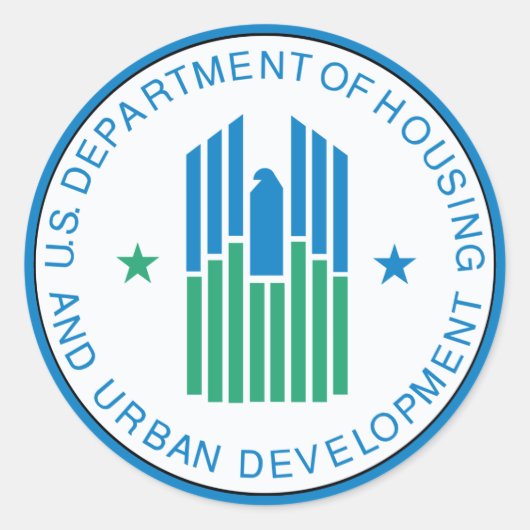 Huisvesting en stadsontwikkeling ronde sticker (Voorkant)