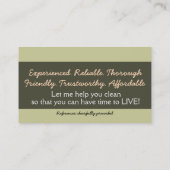 Huisvesting.Maid-service.Aangepaste tekst/kleur Visitekaartje (Achterkant)