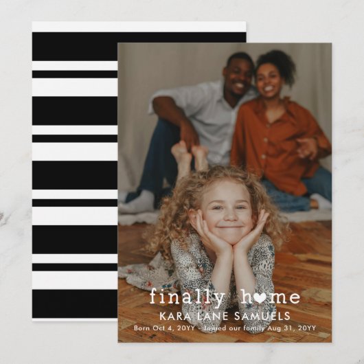 Huisvesting voor hart Eindelijk Thuis Foto Adoptie Aankondiging (Voorkant / Achterkant)