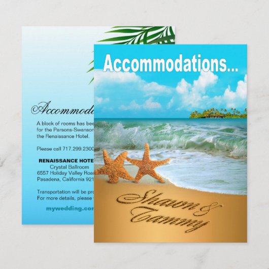 Huisvesting voor strandhuwelijk Zeesterren Koppel Kaart (Voorkant / Achterkant)