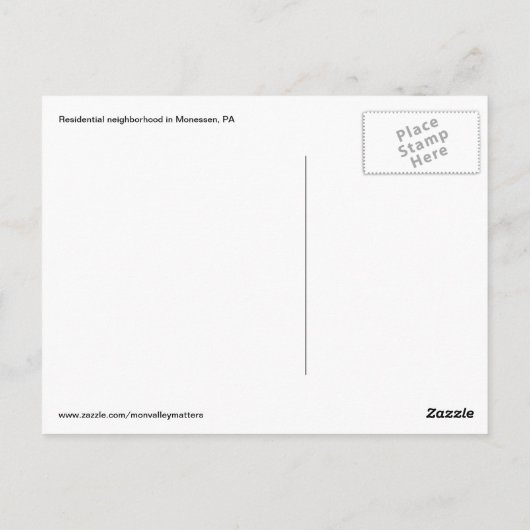 Huisvestingen in Monessen Briefkaart (Achterkant)