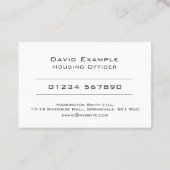Huisvestingsfunctionaris met foto van houder visitekaartje (Achterkant)