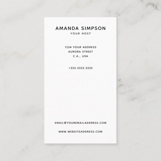 Huisvestingskosten afbeelding en logo Airbnb Visitekaartje (Achterkant)