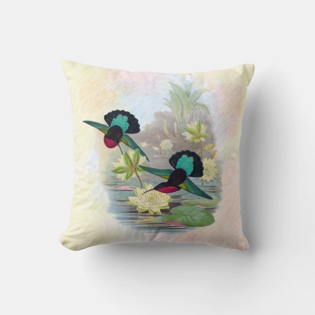 Huisvogels en waterlelies binnenshuis Pillow 16x16 Kussen (Voorkant)