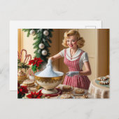  huisvrouw bakt kerstdesserts feestdagenkaart (Voorkant / Achterkant)