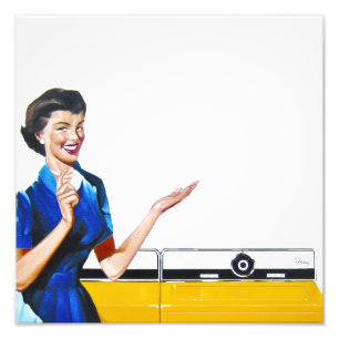 Huisvrouw en New Washer Foto Afdruk